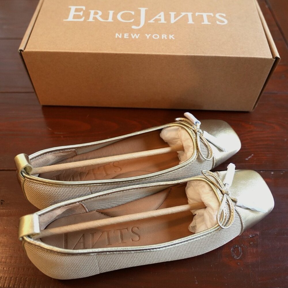 Eric Javits - Parris Gold Leather Ballet Flats Women's Size 6.5